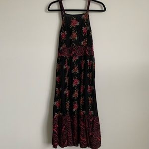 Wild Pearl floral print open back apron dress